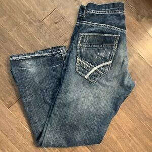 BKE Dark Blue Straight Leg Distressed Jeans